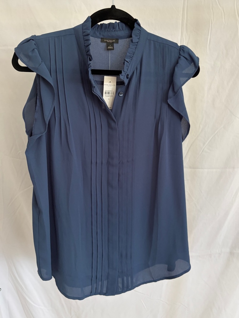 Ann Taylor Sleeveless Pintuck Blouse - Slate Blue
